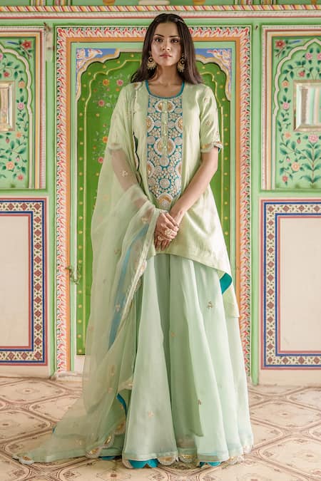 Surbhi Shah Zardozi Embroidered Silk Kurta Gharara Set 