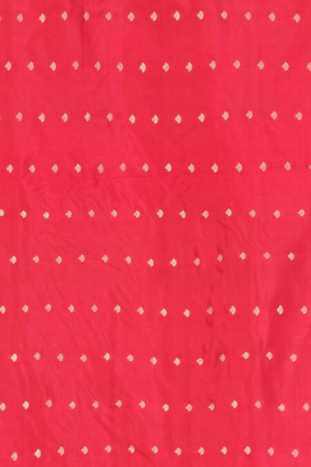 Naaritva India_Pink Kota Doria Zari Vintage Pattern Banarasi Saree With Running Blouse _Online_at_Aza_Fashions