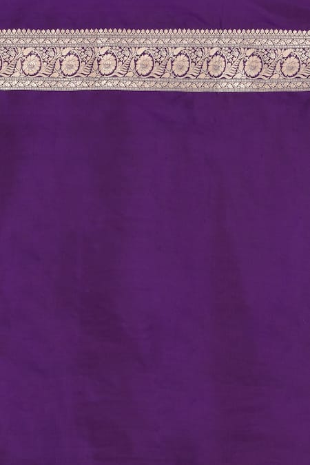 Naaritva India_Purple Kota Doria Zari Banarasi Handwoven Saree With Running Blouse _Online_at_Aza_Fashions