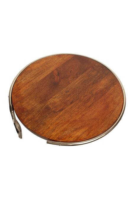 H2h Brown Wood Gingko Cake Stand Online at Aza Fashions H2h_Brown Wood Gingko Cake Stand_Online_at_Aza_Fashions