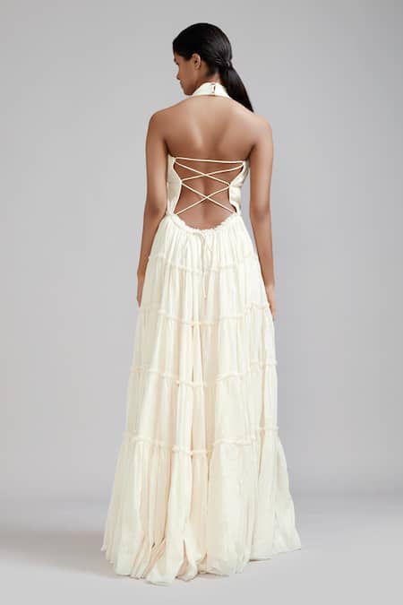 Mati Multi Tiered Backless Cotton Gown 