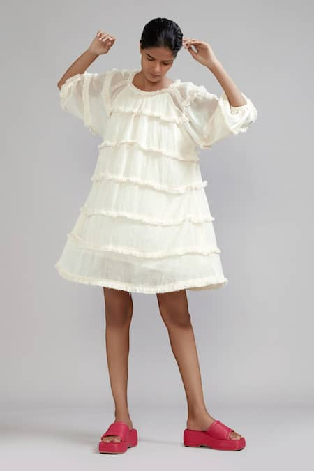 MATI Cotton Tiered Fringe Dress 