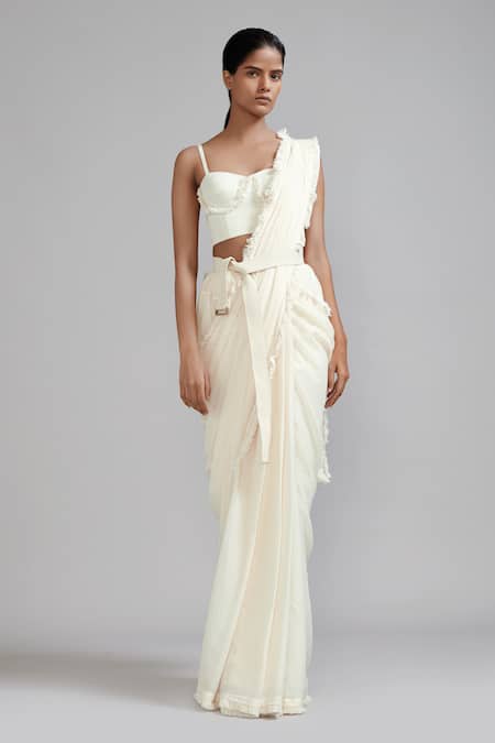 Mati Cotton Fringed Border Saree With Corset 