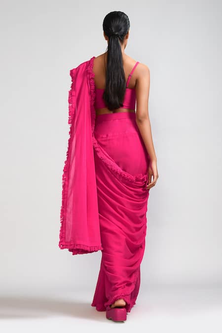 Mati Fringe Bordered Saree & Corset Blouse Set 