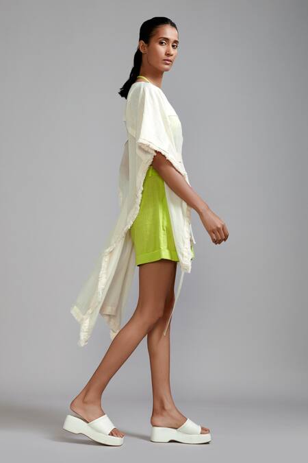 Buy_MATI_Off White Cotton Fringe Boat Neck Edge Kaftan _Online_at_Aza_Fashions