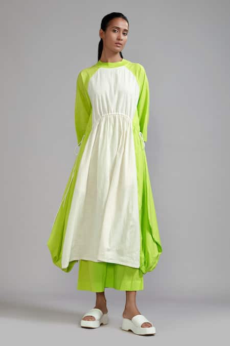 Shop_MATI_Off White 100% Cotton Round Color Block Tunic _Online_at_Aza_Fashions