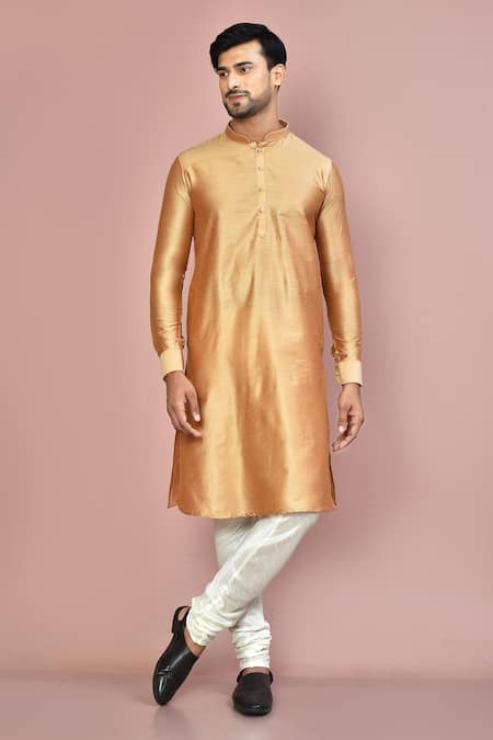 Arihant Rai Sinha Cotton Silk Mandarin Collar Kurta 