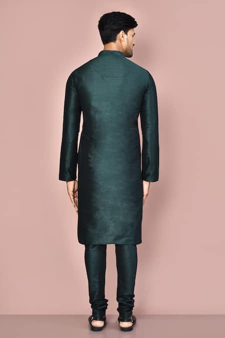 Shop Arihant Rai Sinha Green Silk, Denim Dupion Art Plain Kurta Set at Aza Fashions Shop_Arihant Rai Sinha_Green Silk, Denim Dupion Art Plain Kurta Set _at_Aza_Fashions