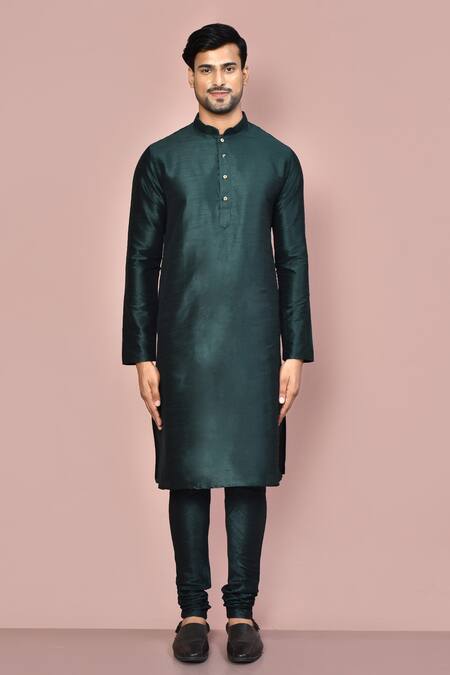 Buy Arihant Rai Sinha Green Silk, Denim Dupion Art Plain Kurta Set Online at Aza Fashions Buy_Arihant Rai Sinha_Green Silk, Denim Dupion Art Plain Kurta Set _Online_at_Aza_Fashions