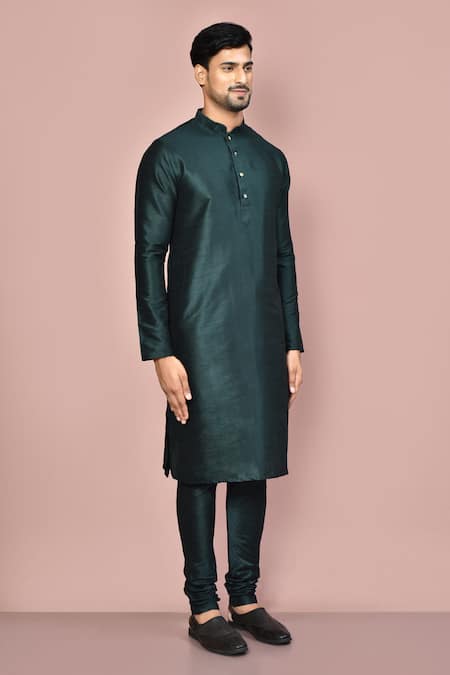 Arihant Rai Sinha Green Silk, Denim Dupion Art Plain Kurta Set at Aza Fashions Arihant Rai Sinha_Green Silk, Denim Dupion Art Plain Kurta Set _at_Aza_Fashions
