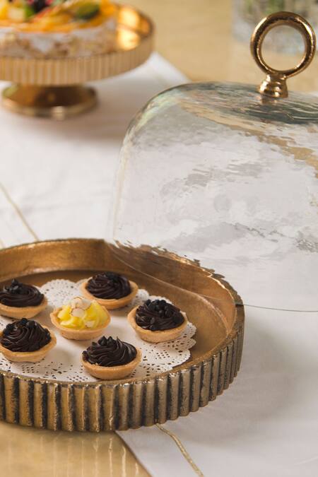 Shop Elm & Oak Gold Glass And Aluminium Murano Cloche at Aza Fashions Shop_Elm & Oak_Gold Glass And Aluminium Murano Cloche_at_Aza_Fashions