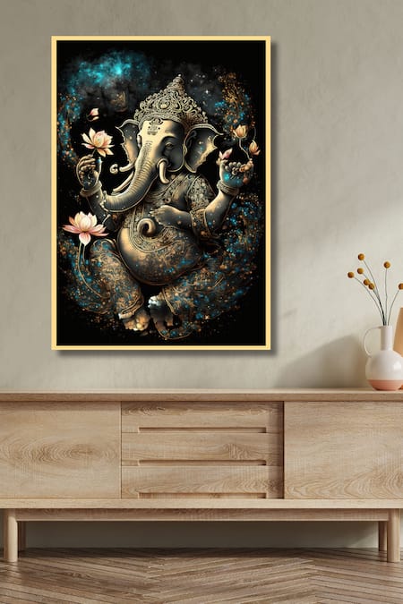 Krutik Multi Color Archival Paper (230 Gsm) Ganeshas Divine Embrace Painting 