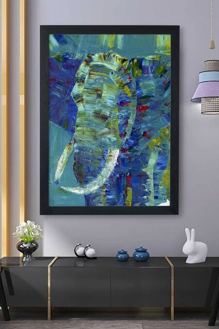 Krutik_Multi Color Archival Paper (230 Gsm) Elephant Abstract Painting_Online_at_Aza_Fashions