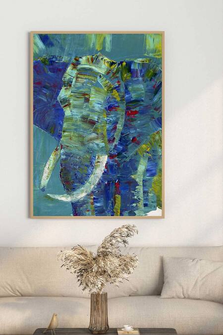 Buy_Krutik_Multi Color Archival Paper (230 Gsm) Elephant Abstract Painting_Online_at_Aza_Fashions