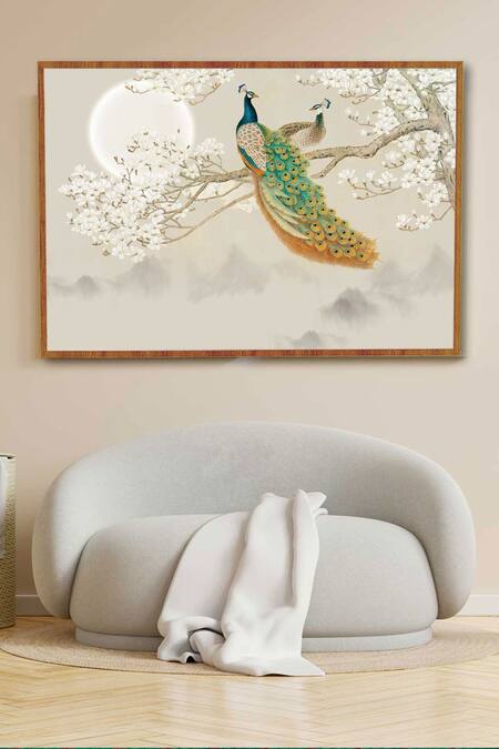 Buy_Krutik_Multi Color Archival Paper (230 Gsm) The Magnificent Peacock Painting_Online_at_Aza_Fashions