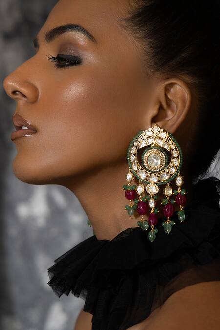 Buy Joules By Radhika Multi Color Stones Polki Embellished Drop Earrings Online at Aza Fashions Buy_Joules By Radhika_Multi Color Stones Polki Embellished Drop Earrings _Online_at_Aza_Fashions