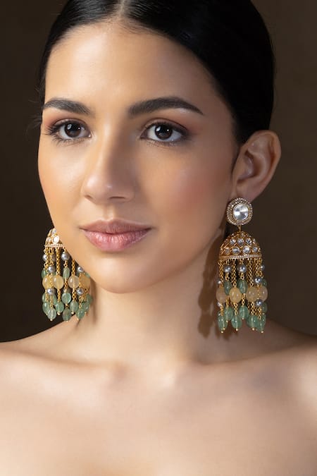 Joules by Radhika Polki Embellished Jhumka Dangler Earrings 