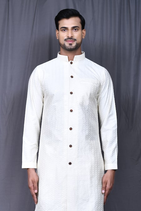 Buy Arihant Rai Sinha White Silk Embroidery Thread Kurta Pant Set Online at Aza Fashions Buy_Arihant Rai Sinha_White Silk Embroidery Thread Kurta Pant Set _Online_at_Aza_Fashions