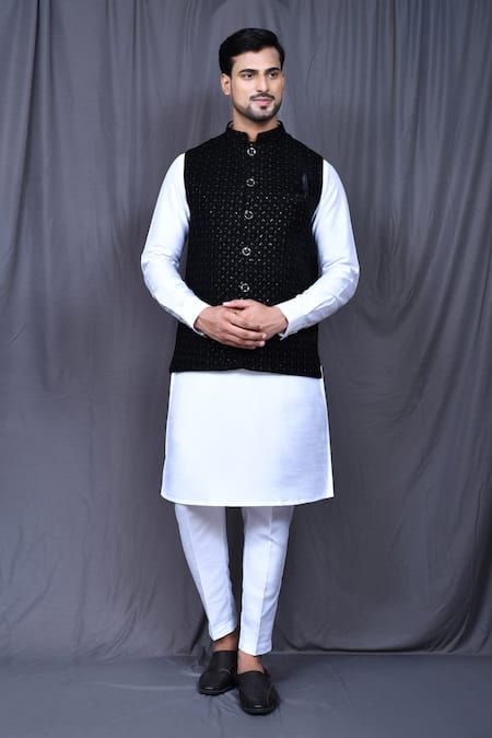 Black Textured Nehru Jacket