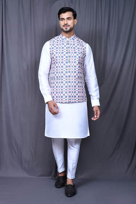 Aryavir Malhotra Printed & Embroidered Nehru Jacket Set 