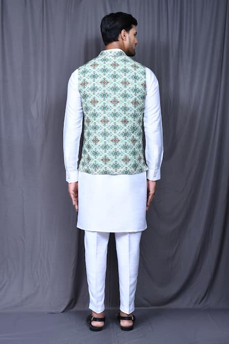 Arihant Rai Sinha Floral Printed Nehru Jacket & Kurta Set 