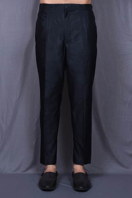 Arihant Rai Sinha_Black Silk, Polyester Embroidery Hem Kurta And Pant Set _Online_at_Aza_Fashions