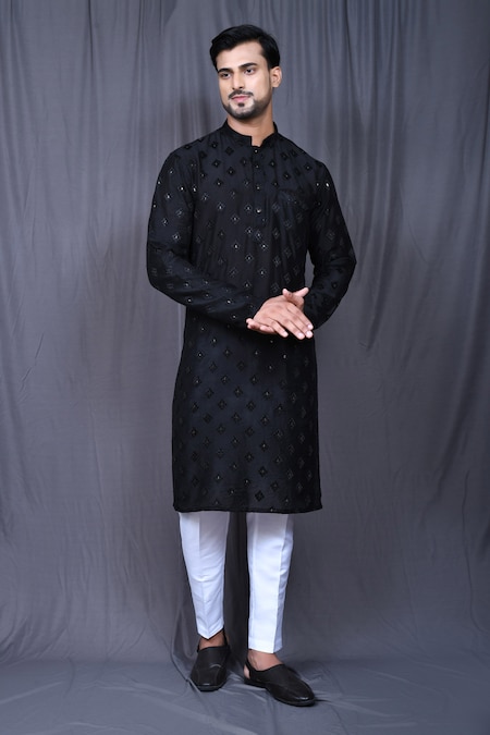 Black Rayon Kurta Pant Set