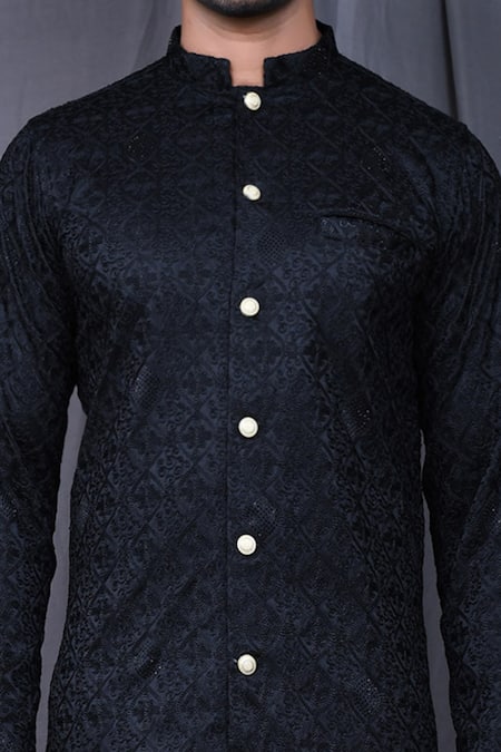 Buy Arihant Rai Sinha Black Silk, Cotton Embroidery Thread Kurta And Pant Set Online at Aza Fashions Buy_Arihant Rai Sinha_Black Silk, Cotton Embroidery Thread Kurta And Pant Set _Online_at_Aza_Fashions