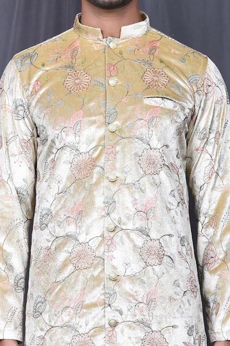 Buy Arihant Rai Sinha Beige Velvet, Silk Embroidery Printed Kurta And Pant Set Online at Aza Fashions Buy_Arihant Rai Sinha_Beige Velvet, Silk Embroidery Printed Kurta And Pant Set _Online_at_Aza_Fashions