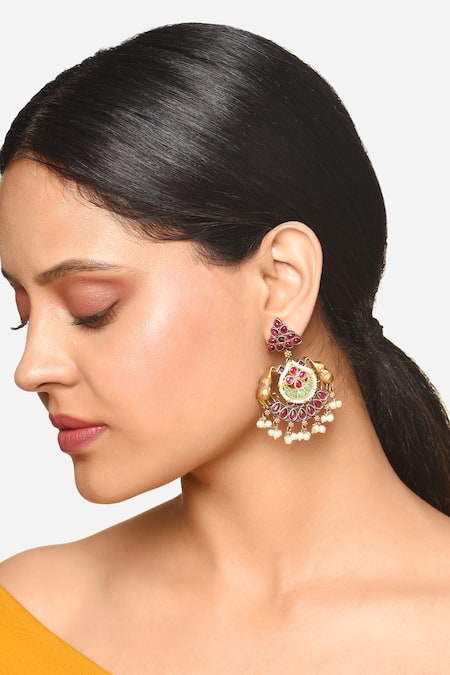 Raga Baubles Elephant Stone Embellished Chandbalis 