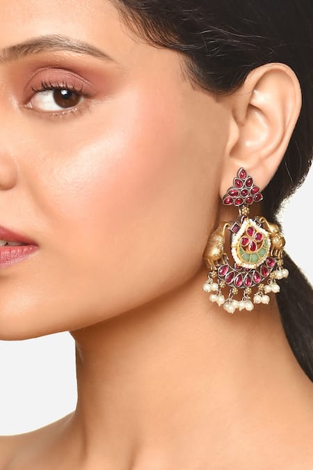 Raga Baubles Elephant Stone Embellished Chandbalis 