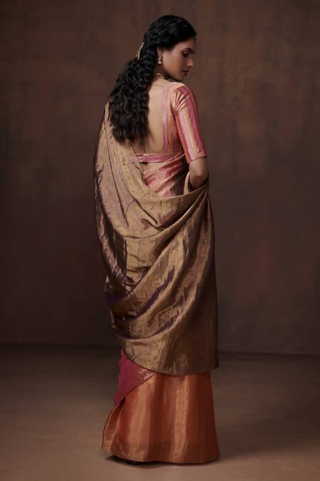 Dressfolk Handwoven Zari Tissue Saree with Running Blouse
