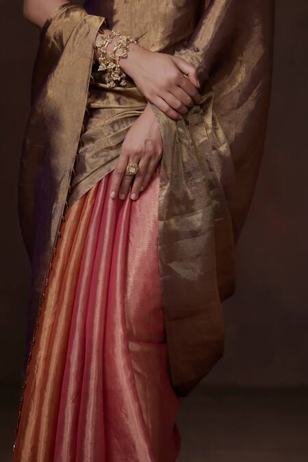 Buy Dressfolk Gold Chanderi, Tissue Beads Handwoven Zari Saree With Running Blouse Online at Aza Fashions Buy_Dressfolk_Gold Chanderi, Tissue Beads Handwoven Zari Saree With Running Blouse _Online_at_Aza_Fashions