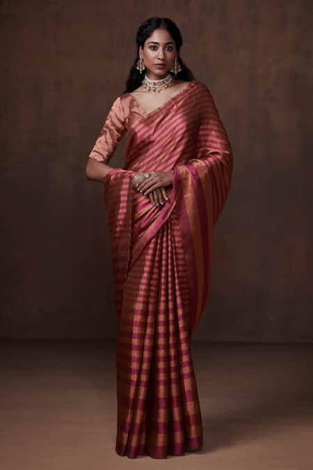 Dressfolk Handwoven Zari Striped Saree 