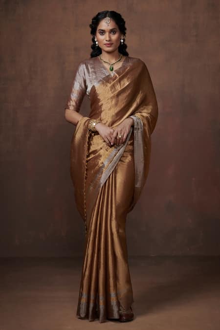 Dressfolk Gold Tissue Zari Handwoven Saree 