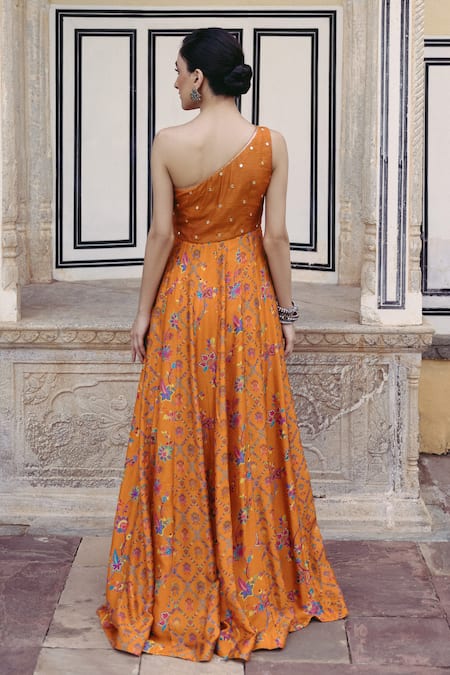 Drishti & Zahabia One Shoulder Printed Dress 