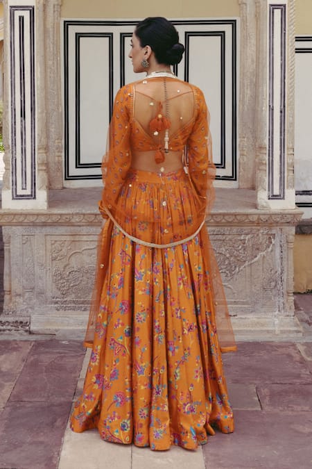 Drishti & Zahabia Floral Print Gathered Skirt Set 