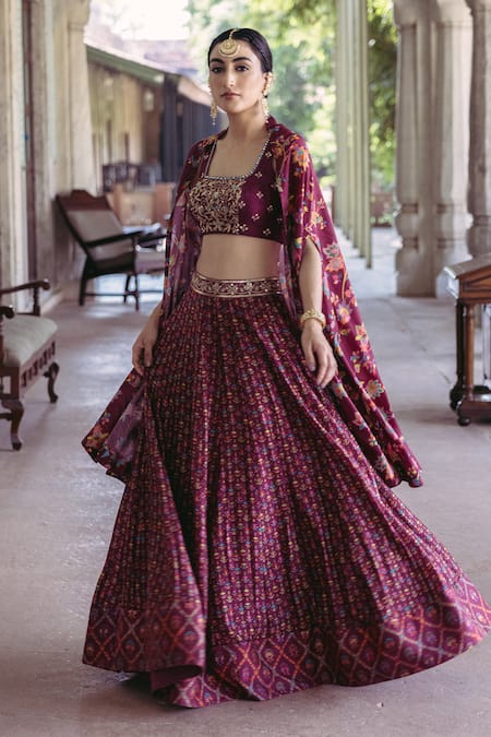 Drishti & Zahabia Floral Print Jacket & Lehenga Set 