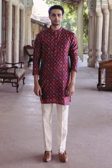 Drishti & Zahabia Lotus Checkered Print Kurta Set 