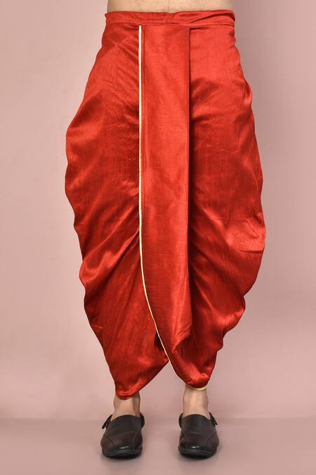 Arihant Rai Sinha_Purple Cotton Placement Embroidery Thread Placket Kurta With Dhoti Pant_Online_at_Aza_Fashions