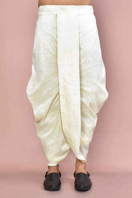 Arihant Rai Sinha_Beige Cotton Placement Embroidery Zardozi Kurta With Dhoti Pant_Online_at_Aza_Fashions