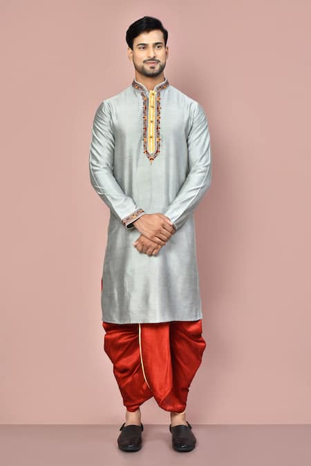 Arihant Rai Sinha Placket Zardozi Embroidered Kurta With Dhoti Pant 