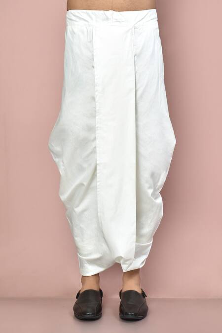 Arihant Rai Sinha_Orange Cotton Asymmetric Hem Kurta With Dhoti Pant_Online_at_Aza_Fashions