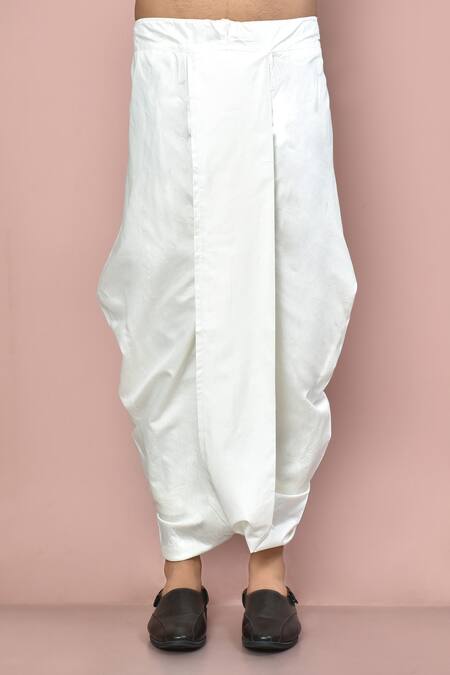 Arihant Rai Sinha_Red Cotton Asymmetric Hemline Kurta With Dhoti Pant_at_Aza_Fashions