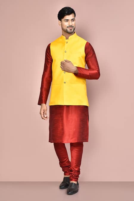 Aryavir Malhotra Buttoned Bundi Churidar Set 