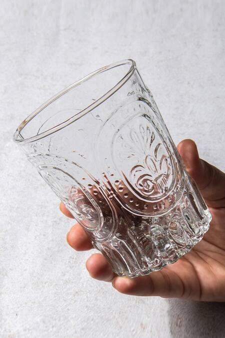 Shop The Table Fable White Glass Verdure Handmade Pitcher And Tumbler Set Online at Aza Fashions Shop_The Table Fable_White Glass Verdure Handmade Pitcher And Tumbler Set_Online_at_Aza_Fashions