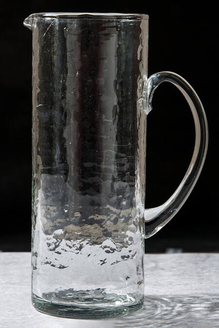 Buy The Table Fable White Glass Handmade Hammered Pitcher And Tumbler Set Online at Aza Fashions Buy_The Table Fable_White Glass Handmade Hammered Pitcher And Tumbler Set_Online_at_Aza_Fashions