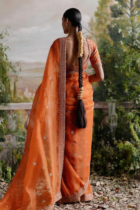 Jigar Mali Embroidered Saree & Blouse Set 