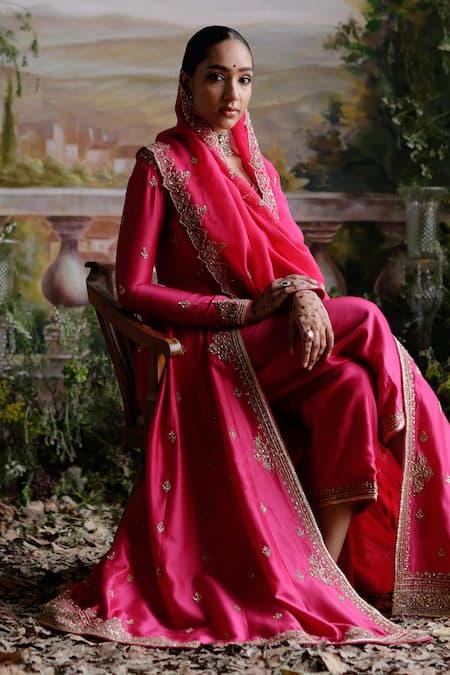 Buy Jigar Mali Pink Chanderi, Organza, Linen Sequins, Dori Embroidered Anarkali Jacket Set Online at Aza Fashions Buy_Jigar Mali_Pink Chanderi, Organza, Linen Sequins, Dori Embroidered Anarkali Jacket Set _Online_at_Aza_Fashions