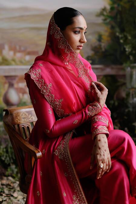 Shop Jigar Mali Pink Chanderi, Organza, Linen Sequins, Dori Embroidered Anarkali Jacket Set Online at Aza Fashions Shop_Jigar Mali_Pink Chanderi, Organza, Linen Sequins, Dori Embroidered Anarkali Jacket Set _Online_at_Aza_Fashions